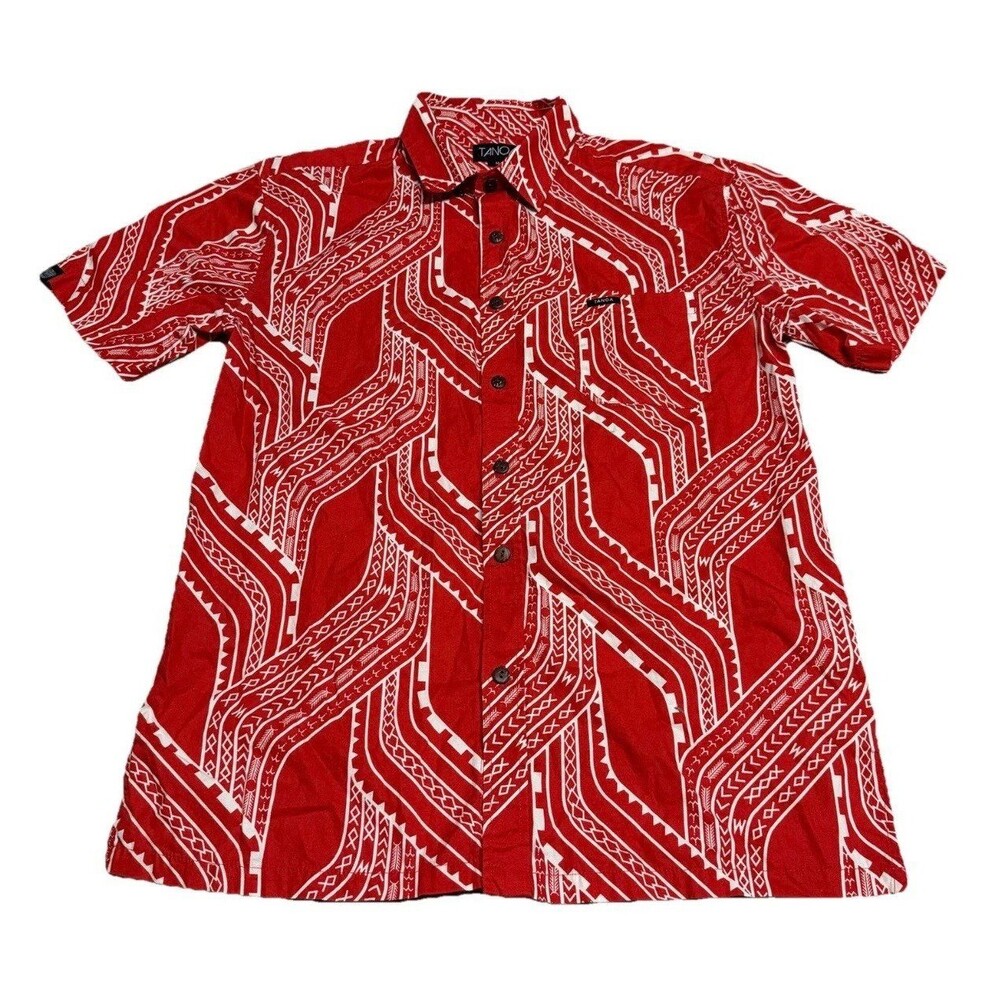 Tanoa Men's 100% Cotton Samoan Polynesian Tribal Button Down Collar Shirt M